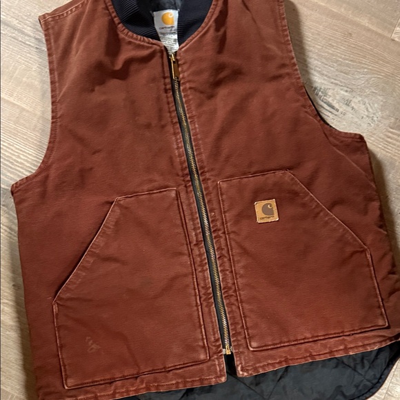 Vintage Carhartt Workwear Men's Rust Brown Clay Lined Vest - Picture 10 of 14